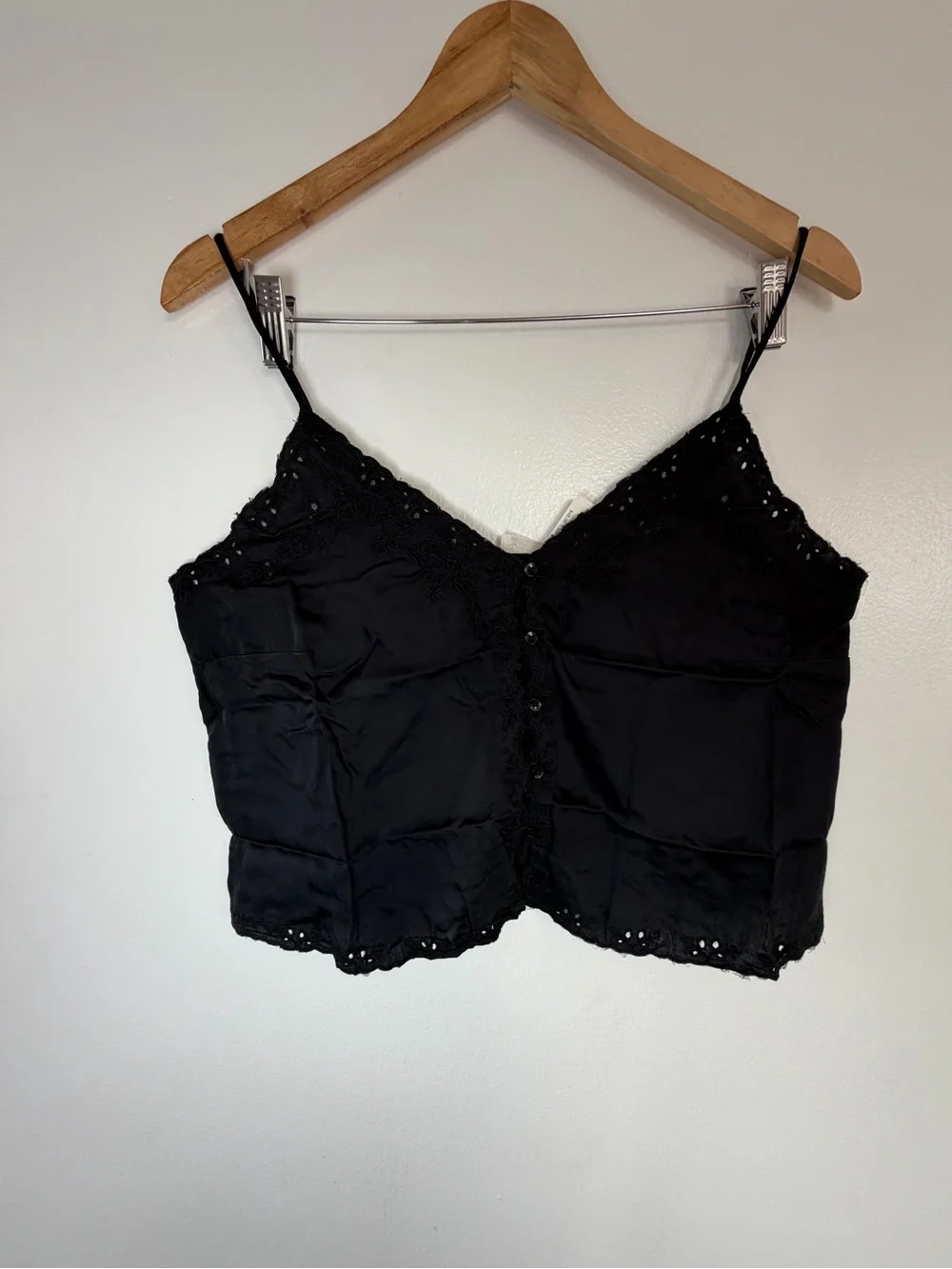 Free People Intimately FP Pieces of You Cami Black Eyelet Lace Crop Top NWT